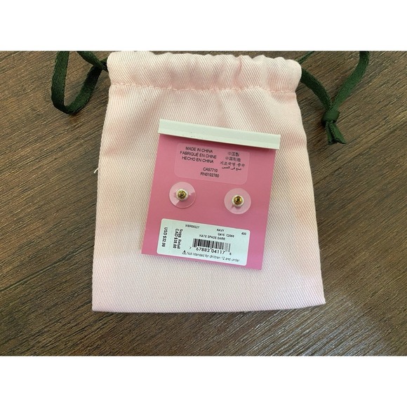 New Kate Spade Square Mini Stud Earrings $32 Blue Glitter Gold - Picture 3 of 4